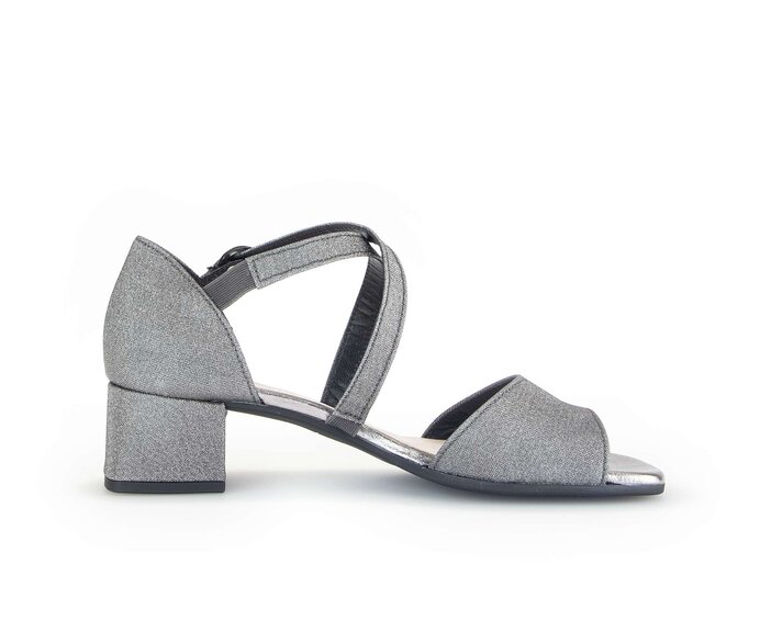 Gabor Damen  Riemchensandale Grau - Materialmix Leder/Lederimitat