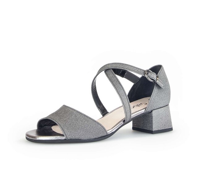 Gabor Damen  Riemchensandale Grau - Materialmix Leder/Lederimitat