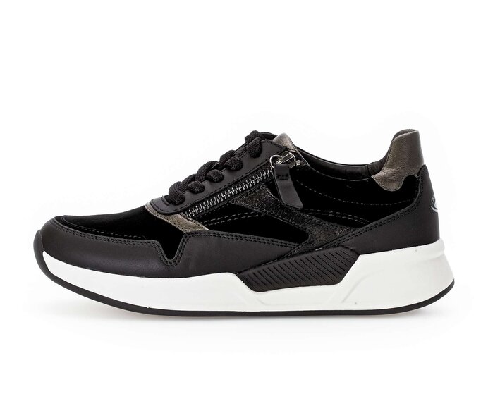 Gabor Damen Sneaker Low Schwarz - Materialmix Leder
