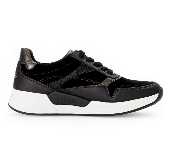Gabor Damen  Sneaker Low Schwarz - Materialmix Leder