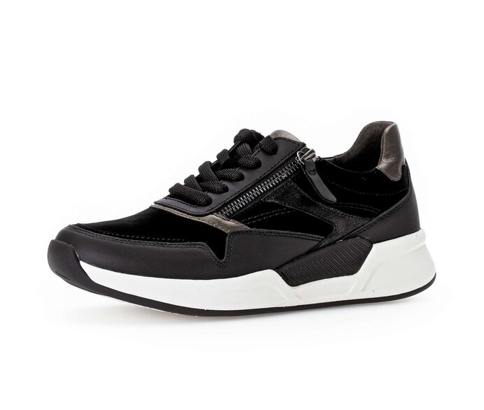 Gabor Damen  Sneaker Low Schwarz - Materialmix Leder