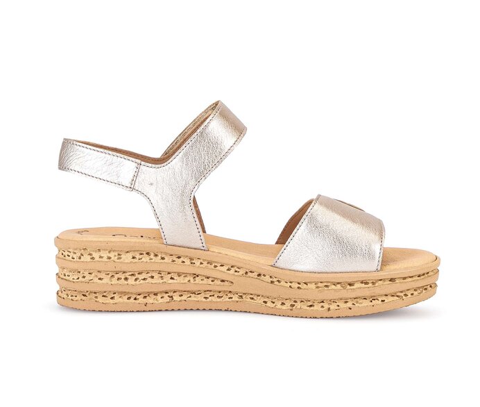 Gabor Damen  Plateau Sandale Gold - Effektleder