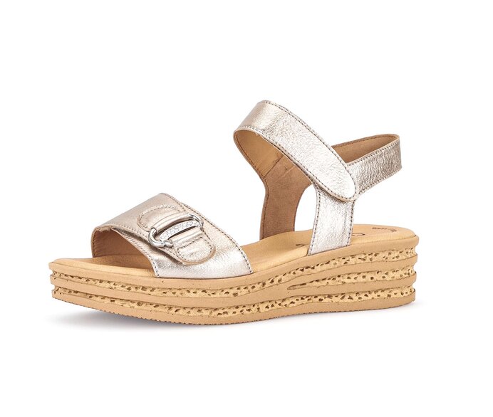Gabor Damen  Plateau Sandale Gold - Effektleder