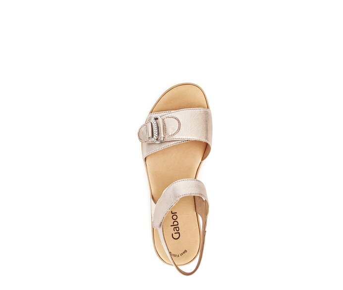Gabor Damen  Plateau Sandale Gold - Effektleder