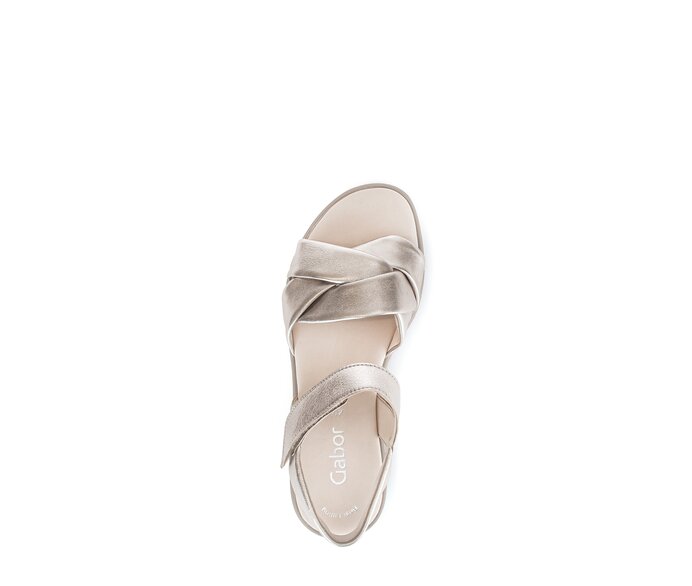 Gabor Damen  Plateau Sandale Gold - Effektleder