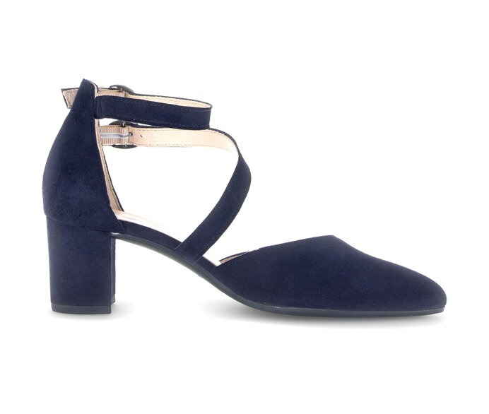Gabor Damen  Spangenpumps Blau - Rauleder
