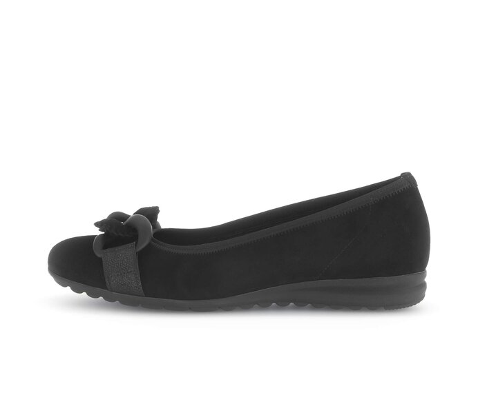 Gabor Damen Sportliche Ballerina Schwarz - Materialmix Leder