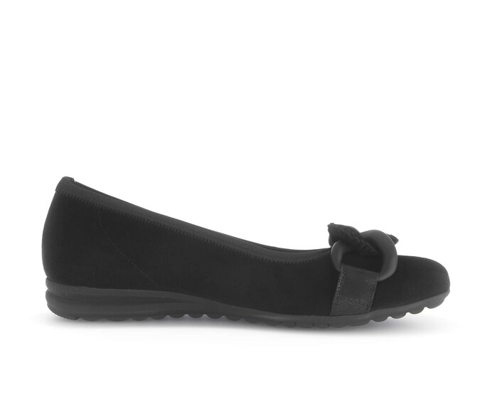 Gabor Damen  Sportliche Ballerina Schwarz - Materialmix Leder
