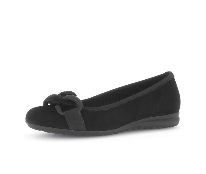 Gabor Damen  Sportliche Ballerina Schwarz - Materialmix Leder