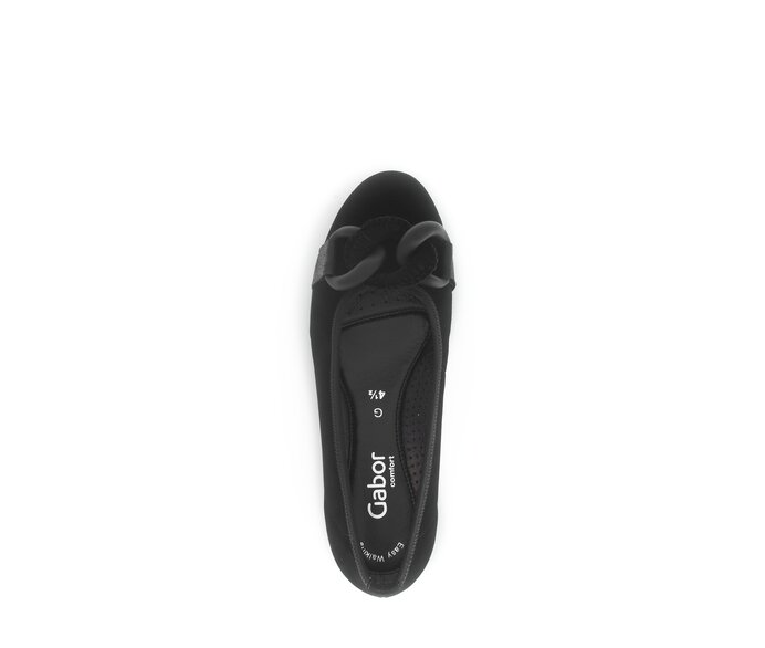 Gabor Damen  Sportliche Ballerina Schwarz - Materialmix Leder