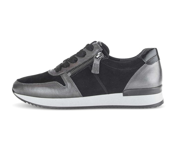 Gabor Damen Sneaker Low Schwarz - Materialmix Leder