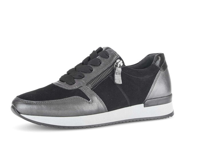 Gabor Damen  Sneaker Low Schwarz - Materialmix Leder