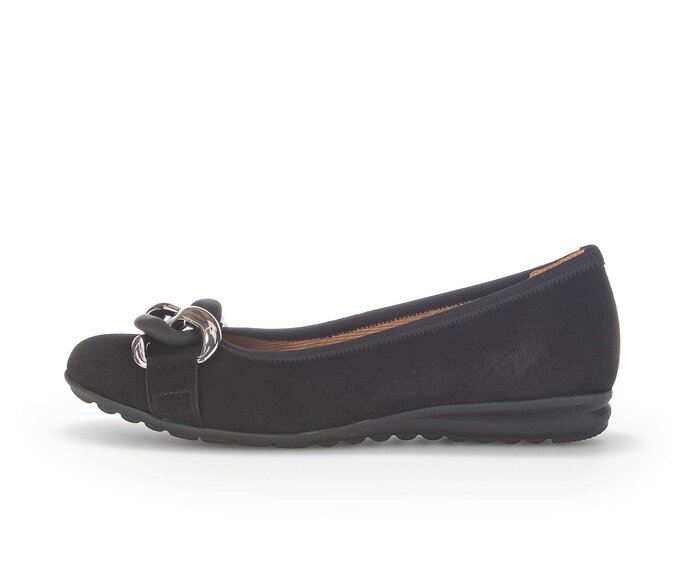 Gabor Damen Sportliche Ballerina Schwarz - Rauleder