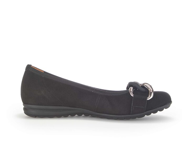Gabor Damen  Sportliche Ballerina Schwarz - Rauleder