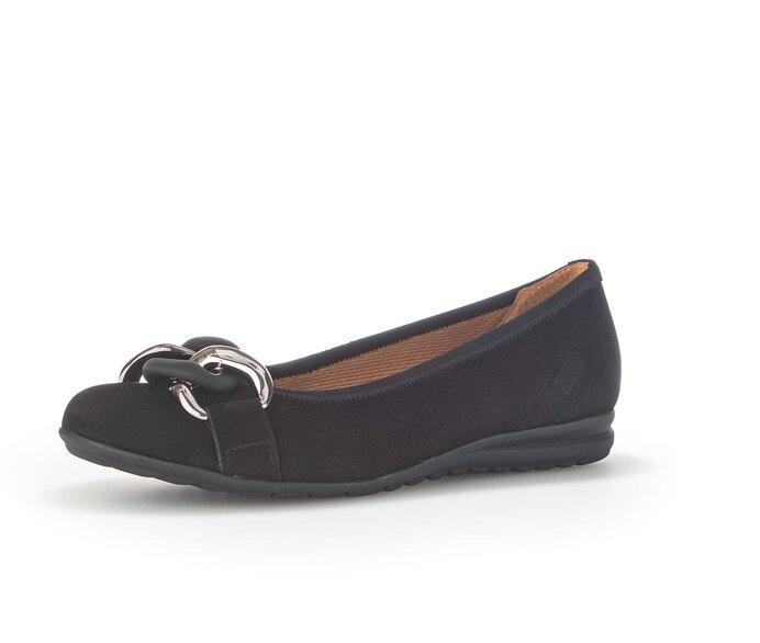 Gabor Damen  Sportliche Ballerina Schwarz - Rauleder