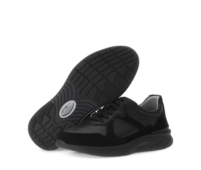 Gabor Herren Rollingsoft Sneaker Low Schwarz - Materialmix Leder
