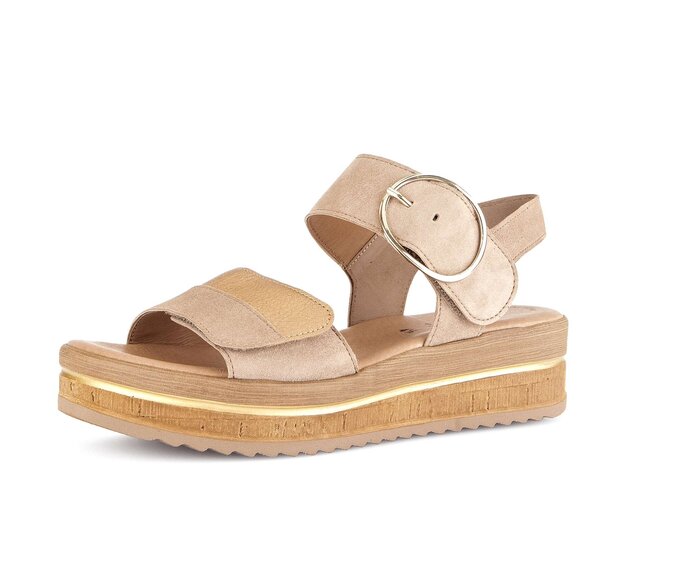 Gabor Damen  Plateau Sandale Beige - Materialmix Leder