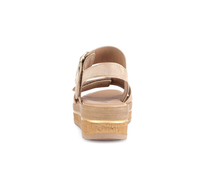 Gabor Damen  Plateau Sandale Beige - Materialmix Leder