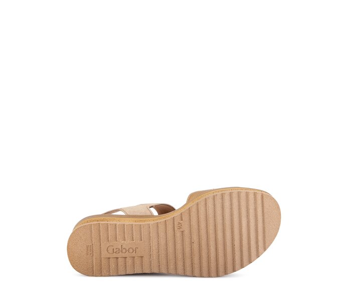 Gabor Damen  Plateau Sandale Beige - Materialmix Leder