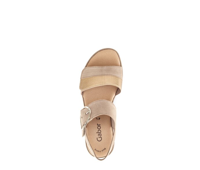 Gabor Damen  Plateau Sandale Beige - Materialmix Leder
