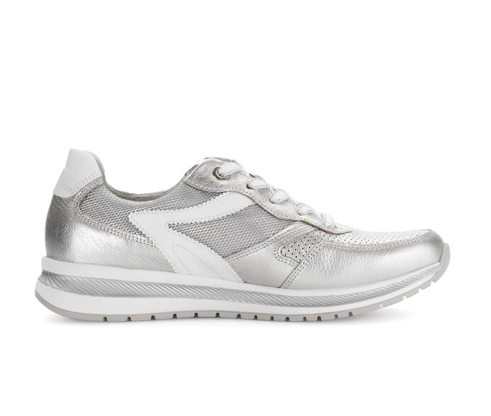 Gabor Damen  Sneaker Low Silber - Materialmix Leder/Lederimitat