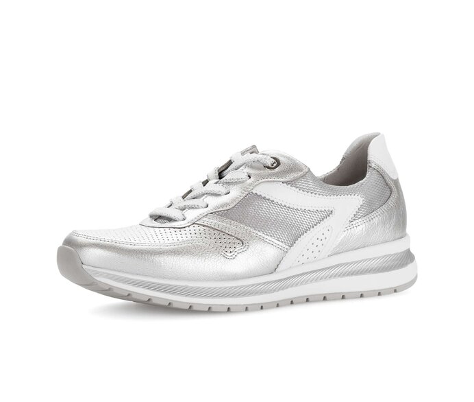 Gabor Damen  Sneaker Low Silber - Materialmix Leder/Lederimitat
