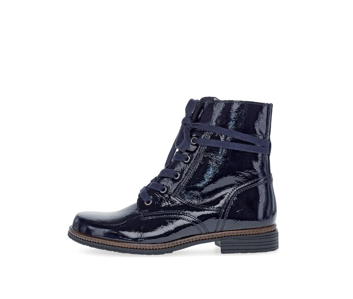 Gabor Damen Schnürstiefelette Blau - Lackleder