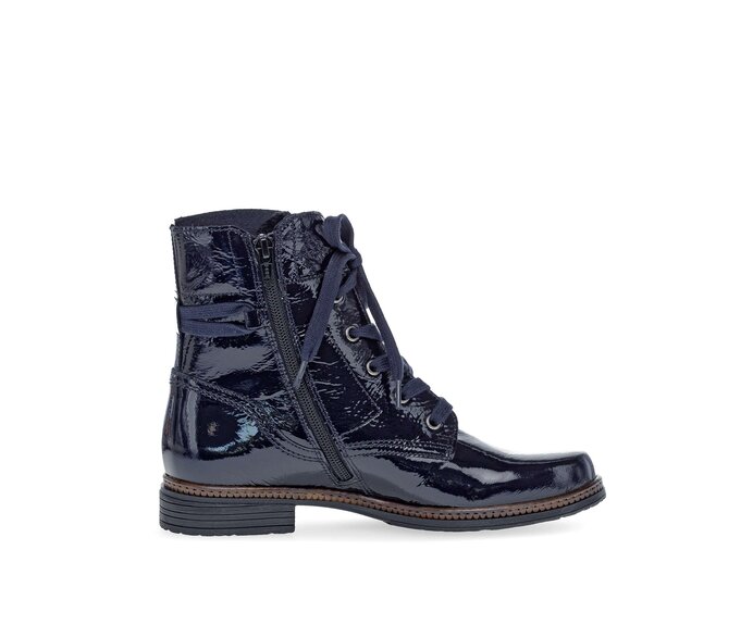 Gabor Damen  Schnürstiefelette Blau - Lackleder