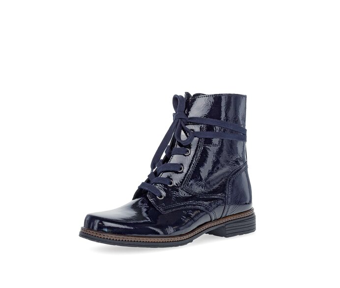 Gabor Damen  Schnürstiefelette Blau - Lackleder