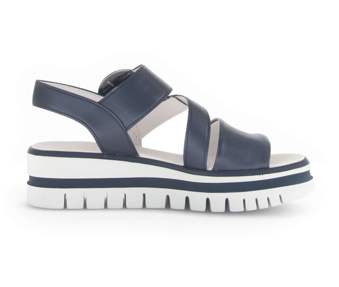 Gabor Damen  Plateau Sandale Blau - Glattleder