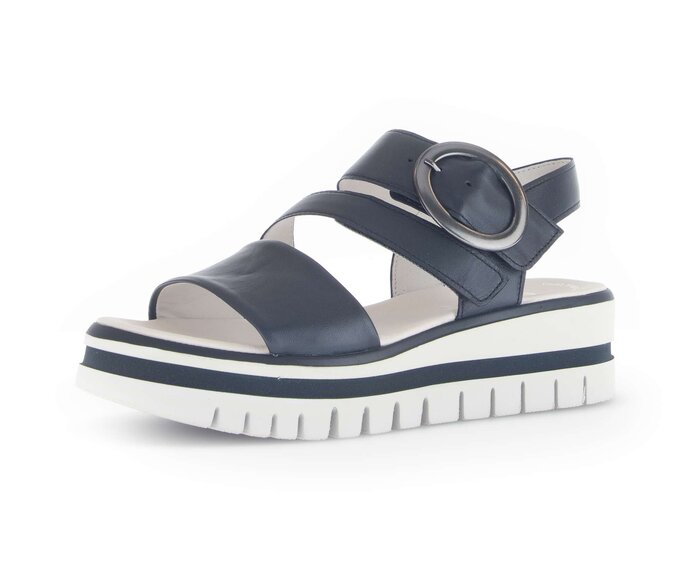 Gabor Damen  Plateau Sandale Blau - Glattleder