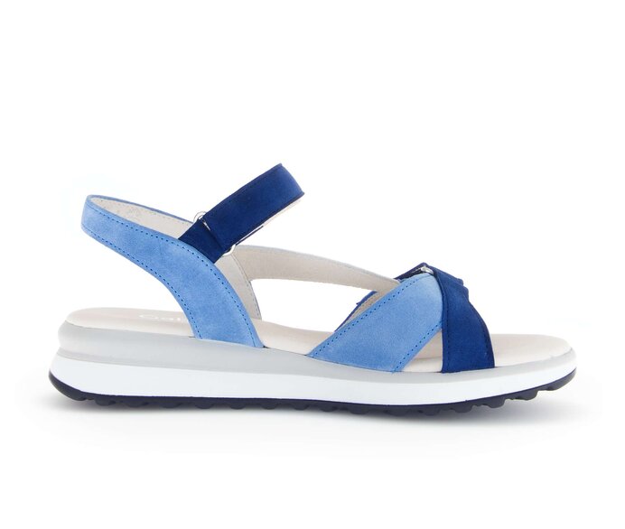 Gabor Damen  Riemchensandale Blau - Materialmix Leder