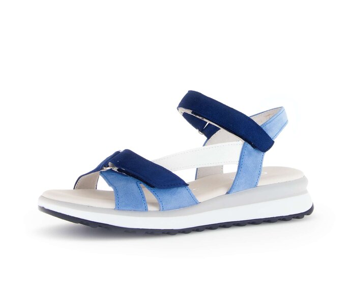 Gabor Damen  Riemchensandale Blau - Materialmix Leder