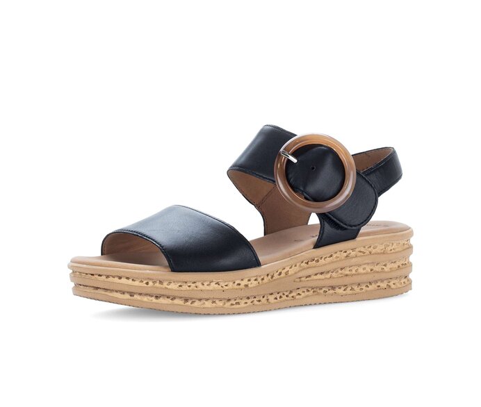Gabor Damen  Plateau Sandale Schwarz - Glattleder