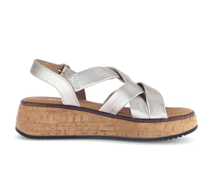 Gabor Damen  Plateau Sandale Gold - Effektleder
