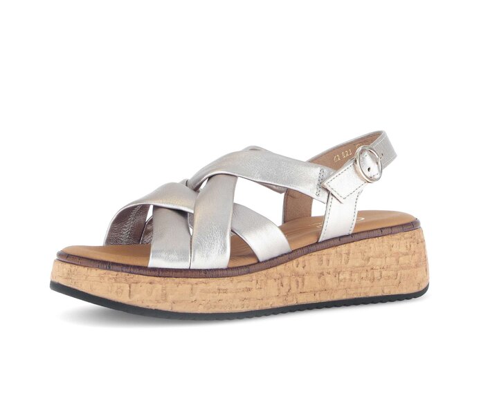 Gabor Damen  Plateau Sandale Gold - Effektleder