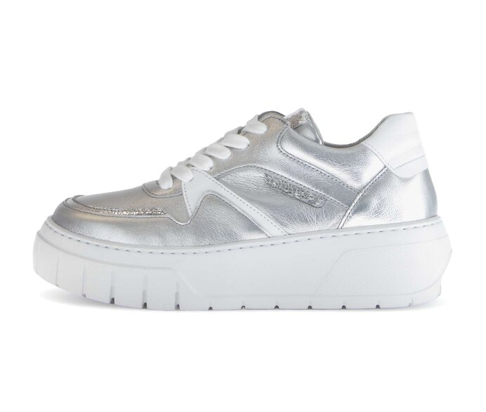 Gabor Damen Sneaker Low Silber - Materialmix Leder
