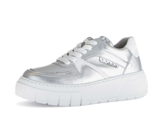 Gabor Damen  Sneaker Low Silber - Materialmix Leder