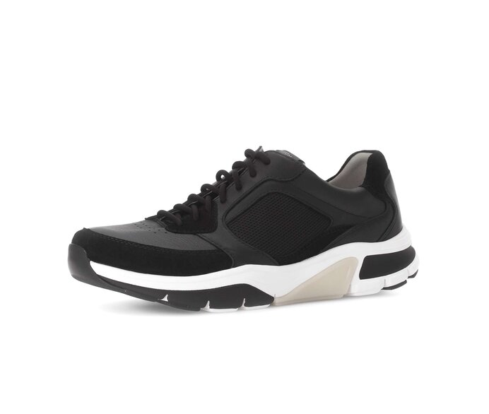 Gabor Herren Rollingsoft Sneaker Low Schwarz - Materialmix Leder