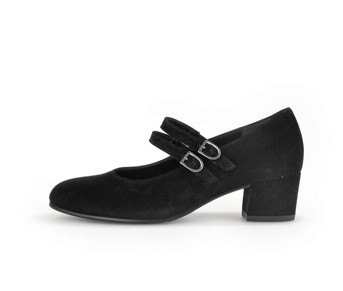 Gabor Damen Spangenpumps Schwarz - Rauleder