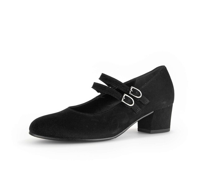 Gabor Damen  Spangenpumps Schwarz - Rauleder