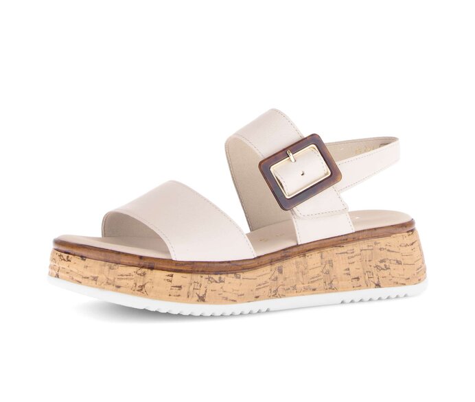 Gabor Damen  Plateau Sandale Creme - Glattleder
