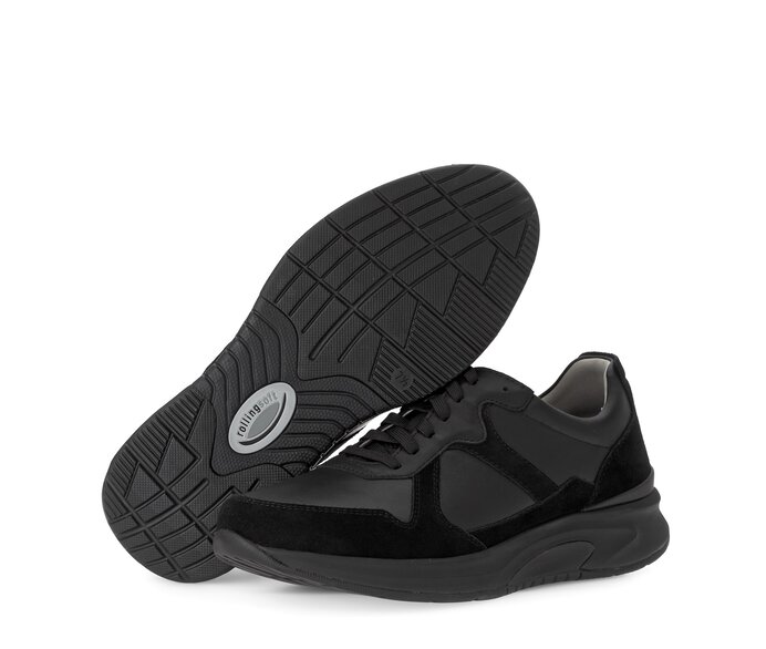 Gabor Herren Rollingsoft Sneaker Low Schwarz - Materialmix Leder