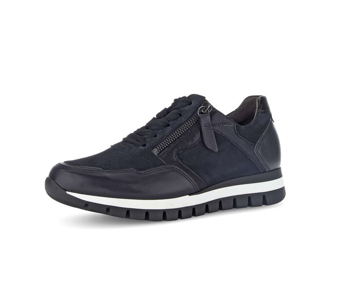 Gabor Damen  Sneaker Low Blau - Materialmix Leder