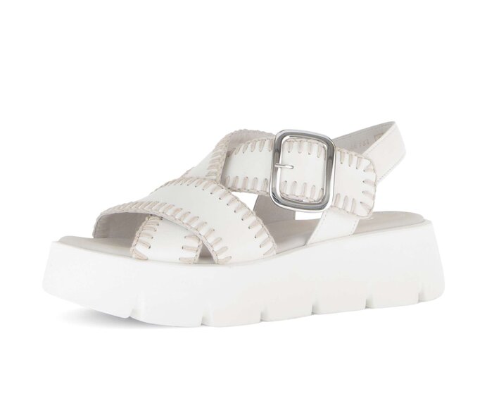 Gabor Damen  Plateau Sandale Creme - Glattleder
