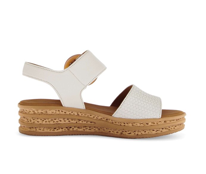 Gabor Damen  Plateau Sandale Beige - Glattleder