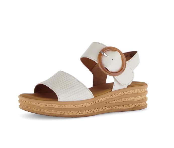 Gabor Damen  Plateau Sandale Beige - Glattleder