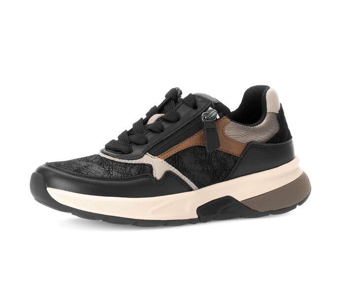 Gabor Damen  Sneaker Low Schwarz - Materialmix Leder/Lederimitat