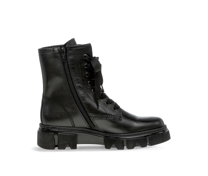 Gabor Damen  Schnürstiefelette Schwarz - Glattleder