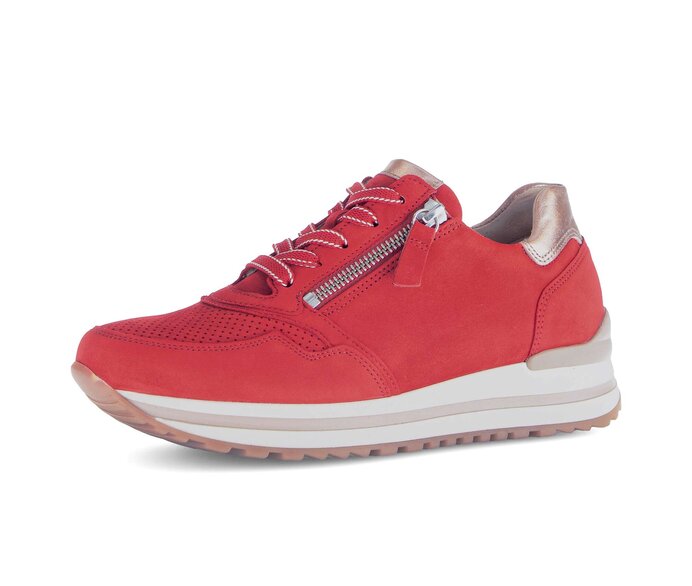 Gabor Damen  Sneaker Low Rot - Materialmix Leder